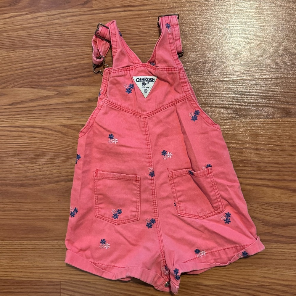 OshKosh‎ B'gosh Pink Floral Kids Overalls 24M